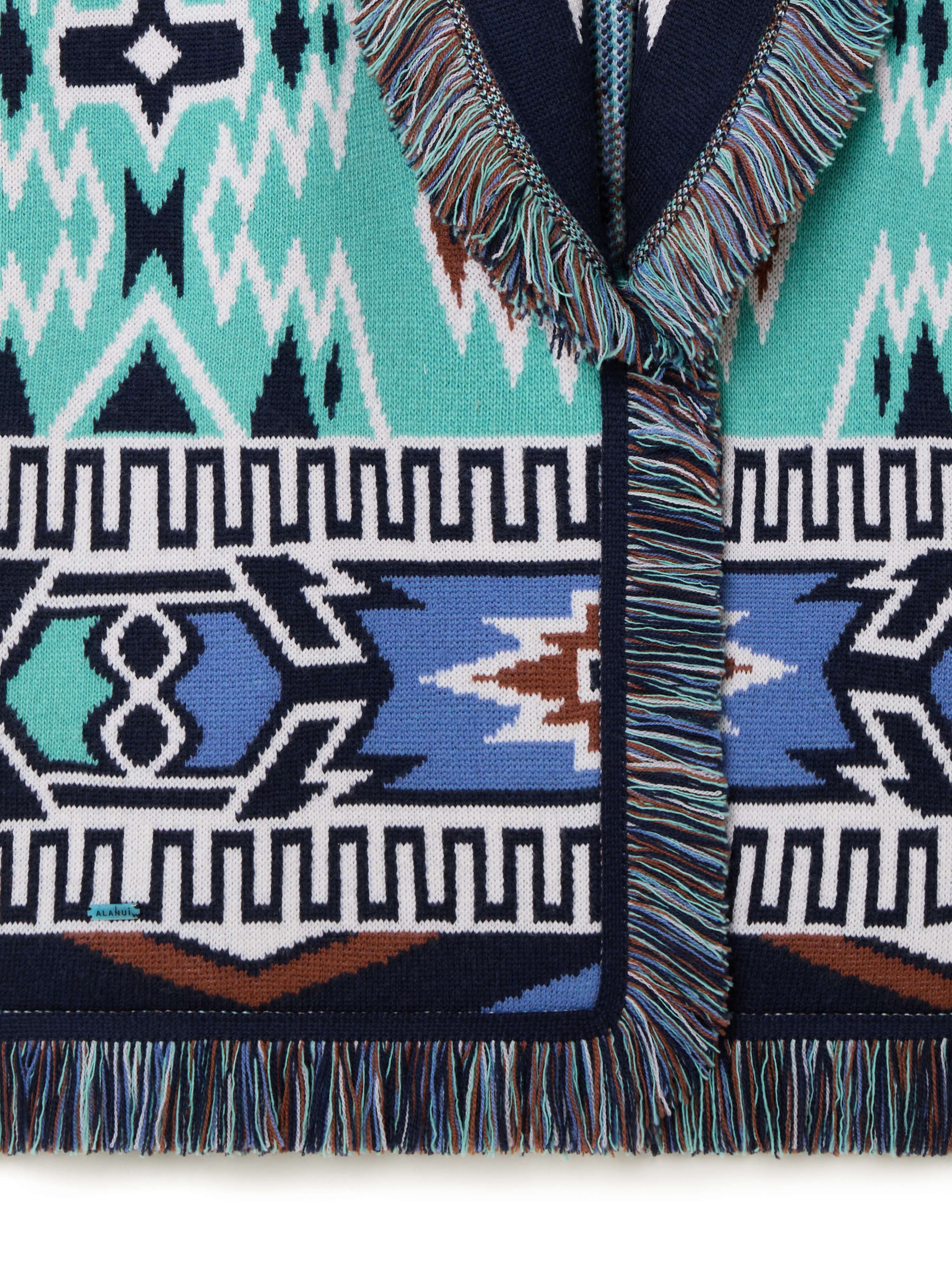 Alanui Geometric Roots Cardigan Turquoise-Deep Blue LWHB064R25KNI00G