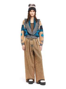 Alanui Icon Jacquard Cardi-Bomber Camel-Iron