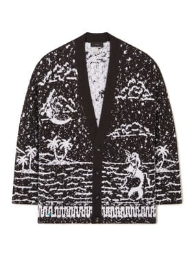 Alanui Ocean Whispers Cardigan Coffee-White Pearl