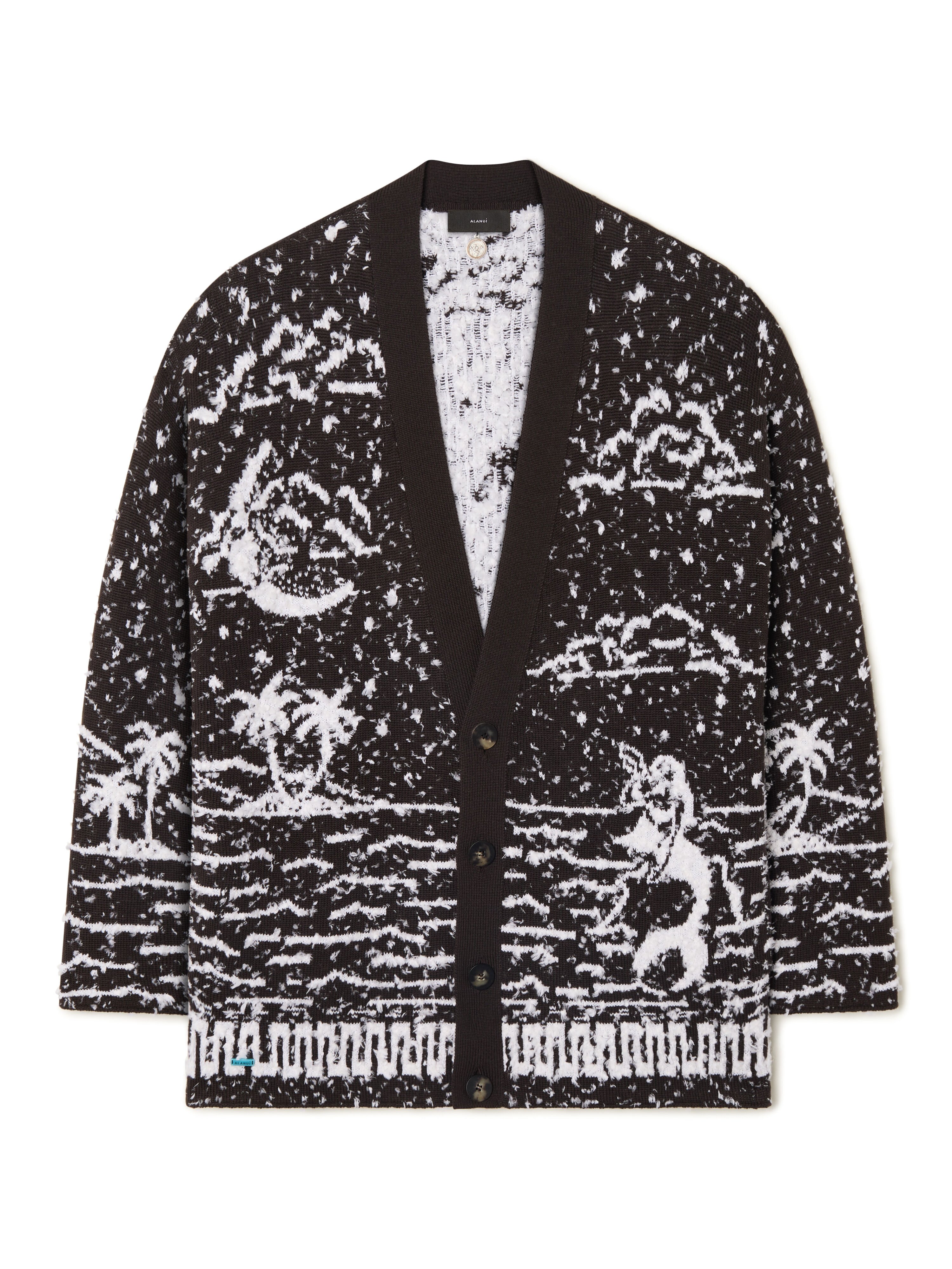 Alanui Ocean Whispers Cardigan Coffee-White Pearl LMHB027R26KNI002