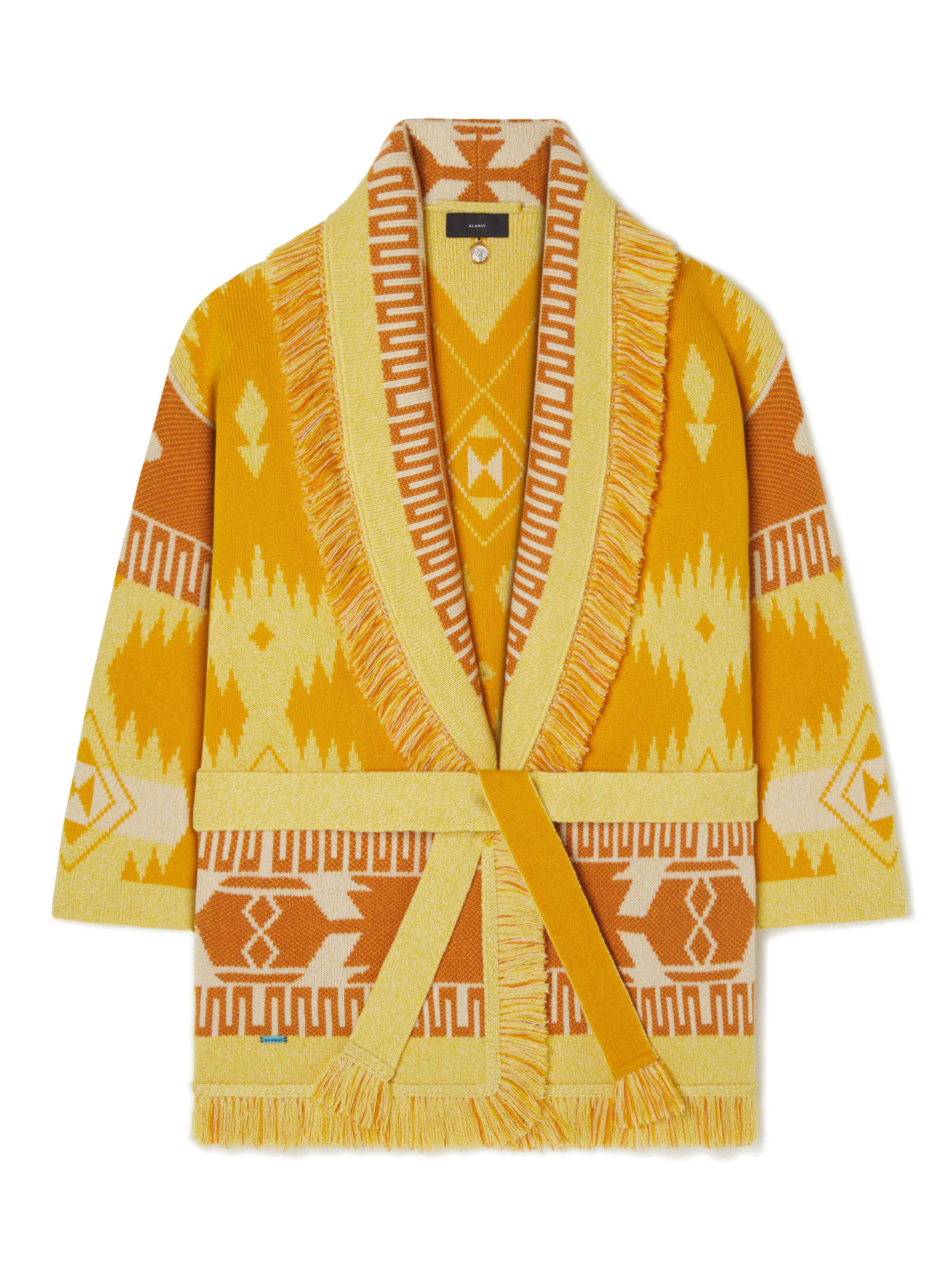Alanui Icon Jacquard Cardigan Curcuma-Gold LWHB064R24KNI001