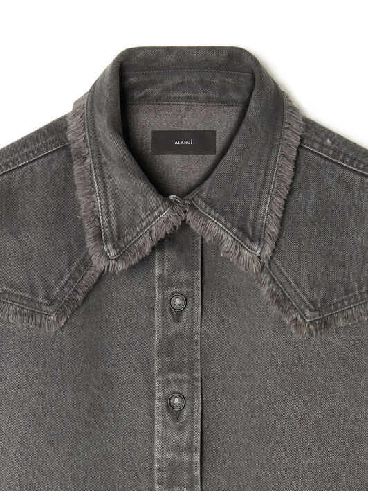 Alanui Free Horizons Cropped Denim Shirt Ardesia LWYE00BE25DEN001 Alanui Free Horizons Cropped Denim Shirt Ardesia LWYE00BE25DEN001