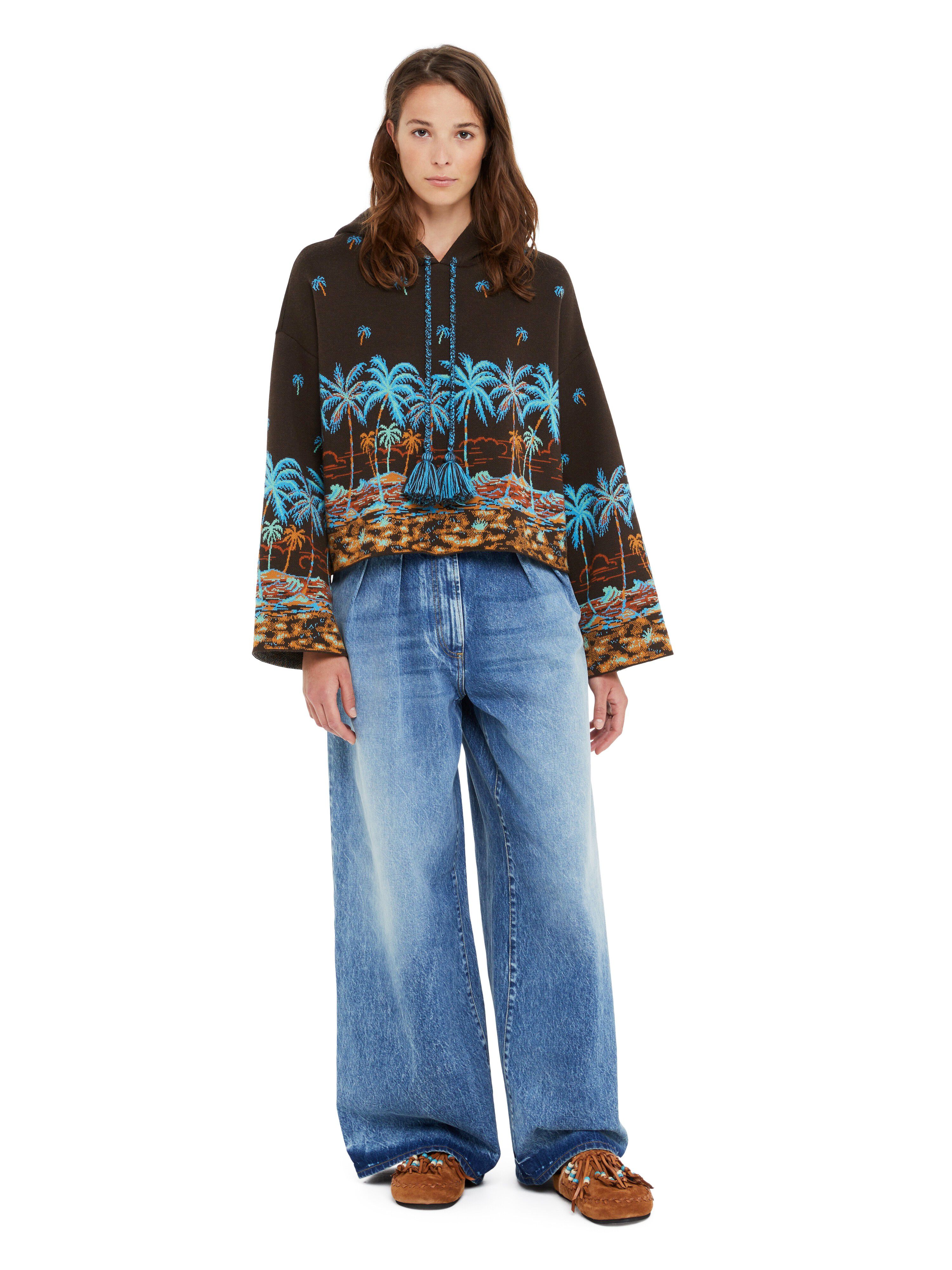 Alanui The Tale Of Hawaiian Hoodie Coffee-Linseed LWHU005R25KNI001