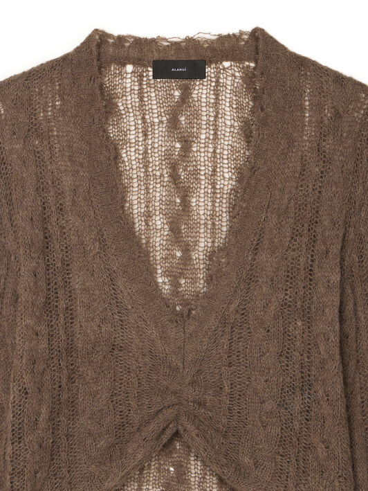 Alanui Desert Drift V Neck Dark Dust LWHD001E25KNI001 Alanui Desert Drift V Neck Dark Dust LWHD001E25KNI001