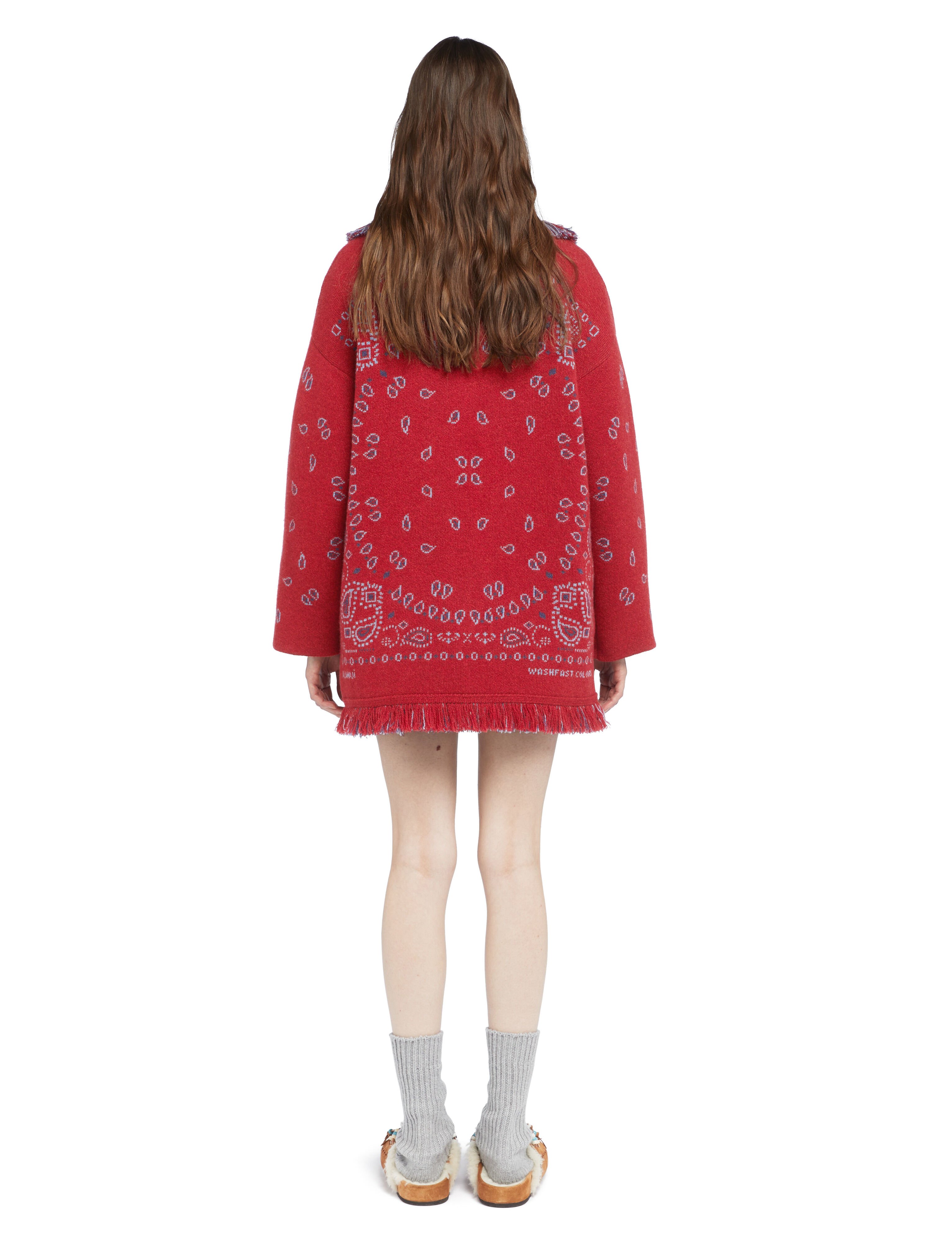 Alanui Bandana Jacquard Cardigan Ruby-Multicolor LWHB064E25KNI001