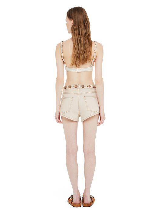 Alanui Ocean Dream Denim Shorts White Raw Denim LWYC009R25DEN003
