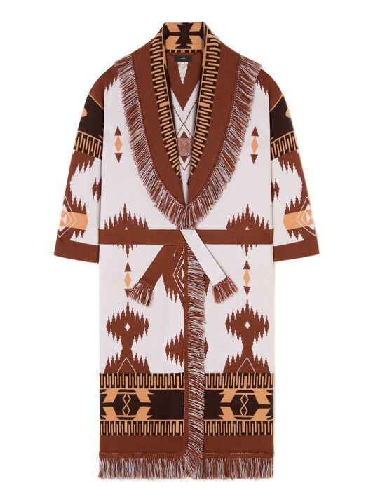 Alanui Icon Jacquard Coat Chalk-Pecan LWHQ003R25KNI001