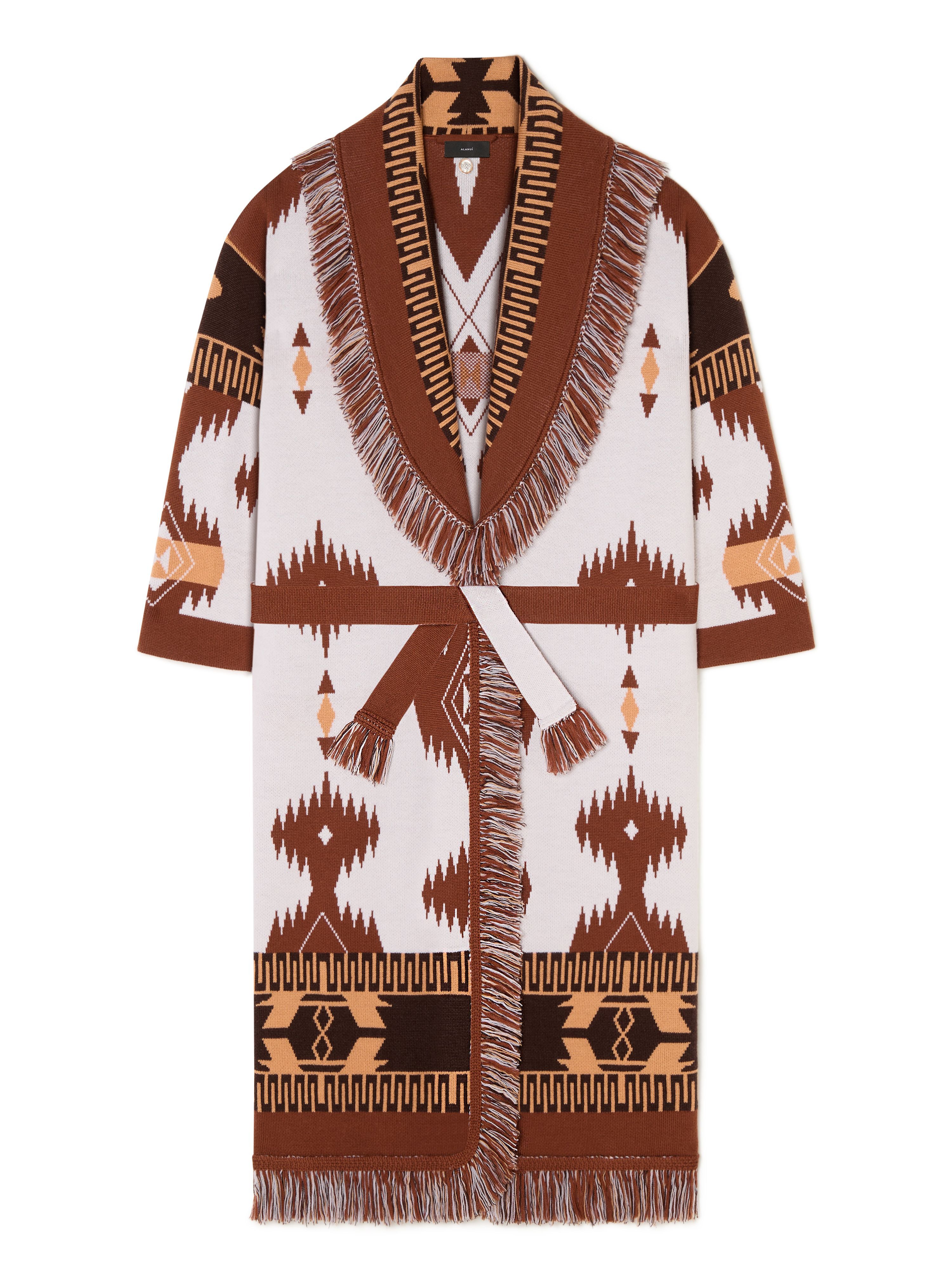 Alanui Icon Jacquard Coat Chalk-Pecan LWHQ003R25KNI001