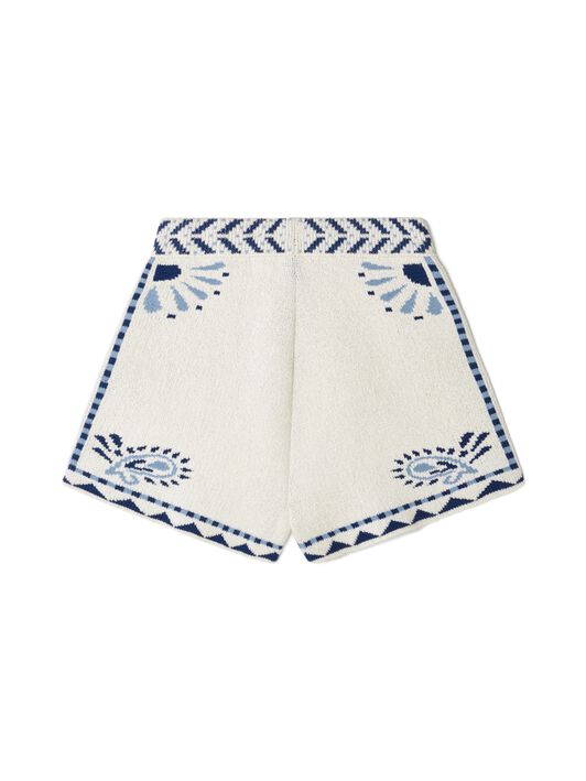 Alanui Wild Wonder Foulard Shorts Chalk-Indigo LWHM017R25KNI001
