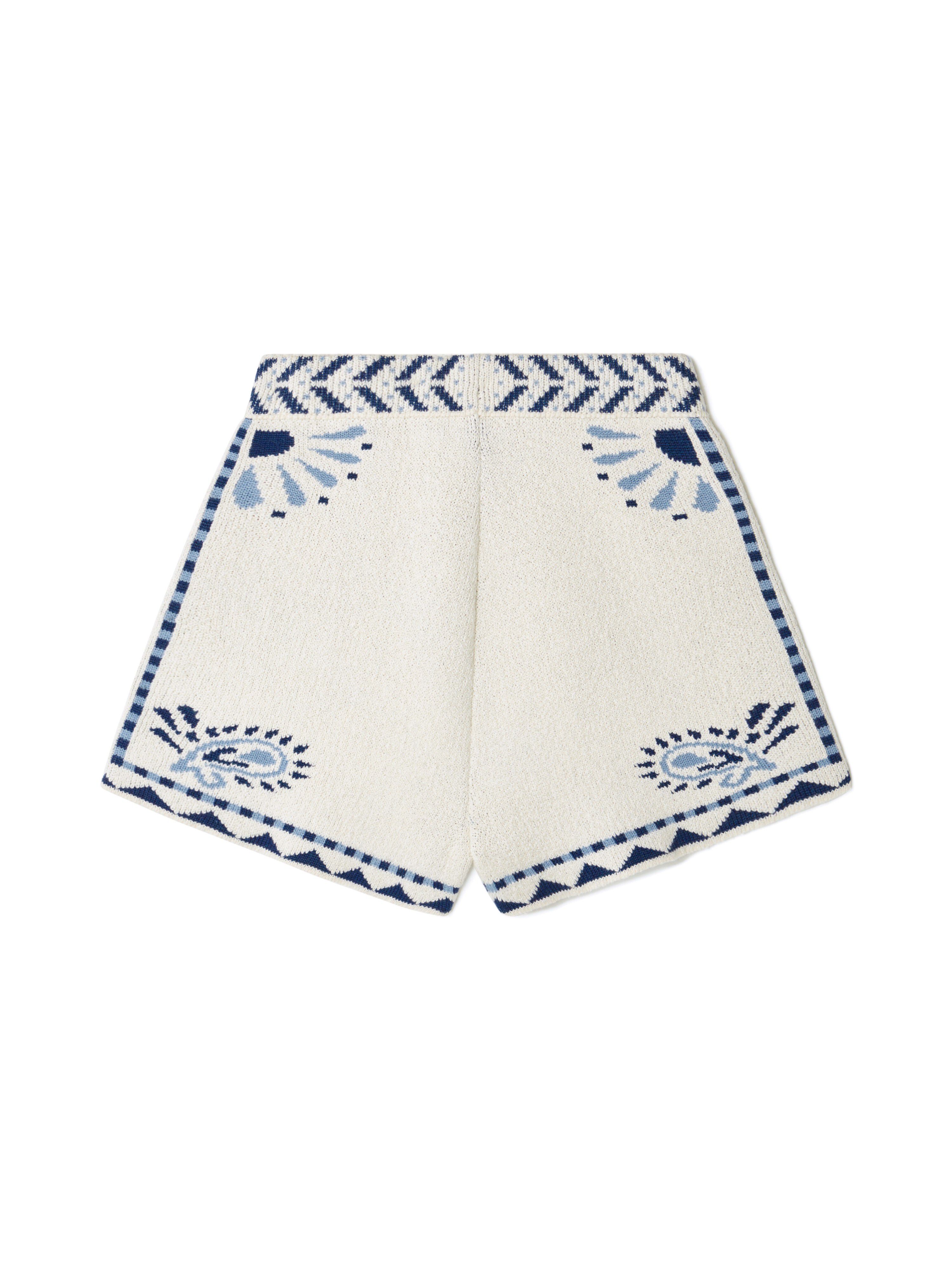 Alanui Wild Wonder Foulard Shorts Chalk-Indigo LWHM017R25KNI001