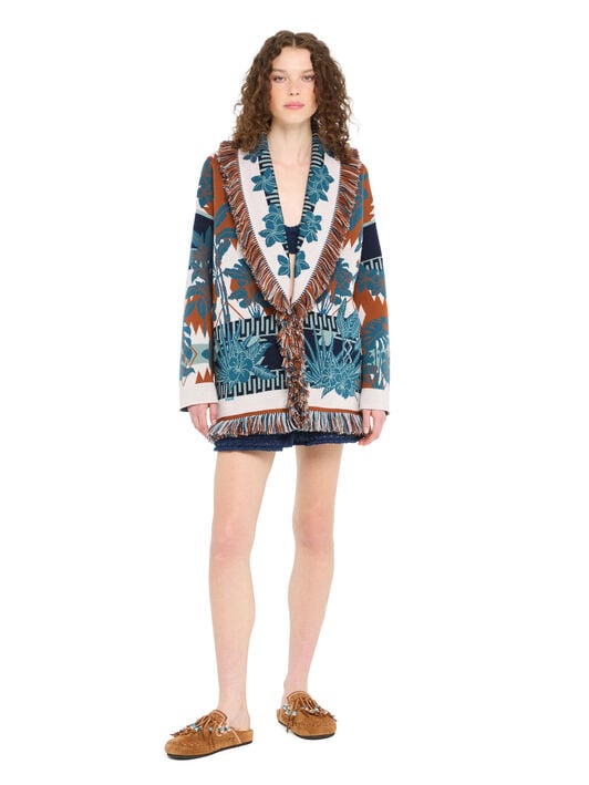 Alanui Island Soul Cardigan Red Earth-Teal LWHB064R26KNI009