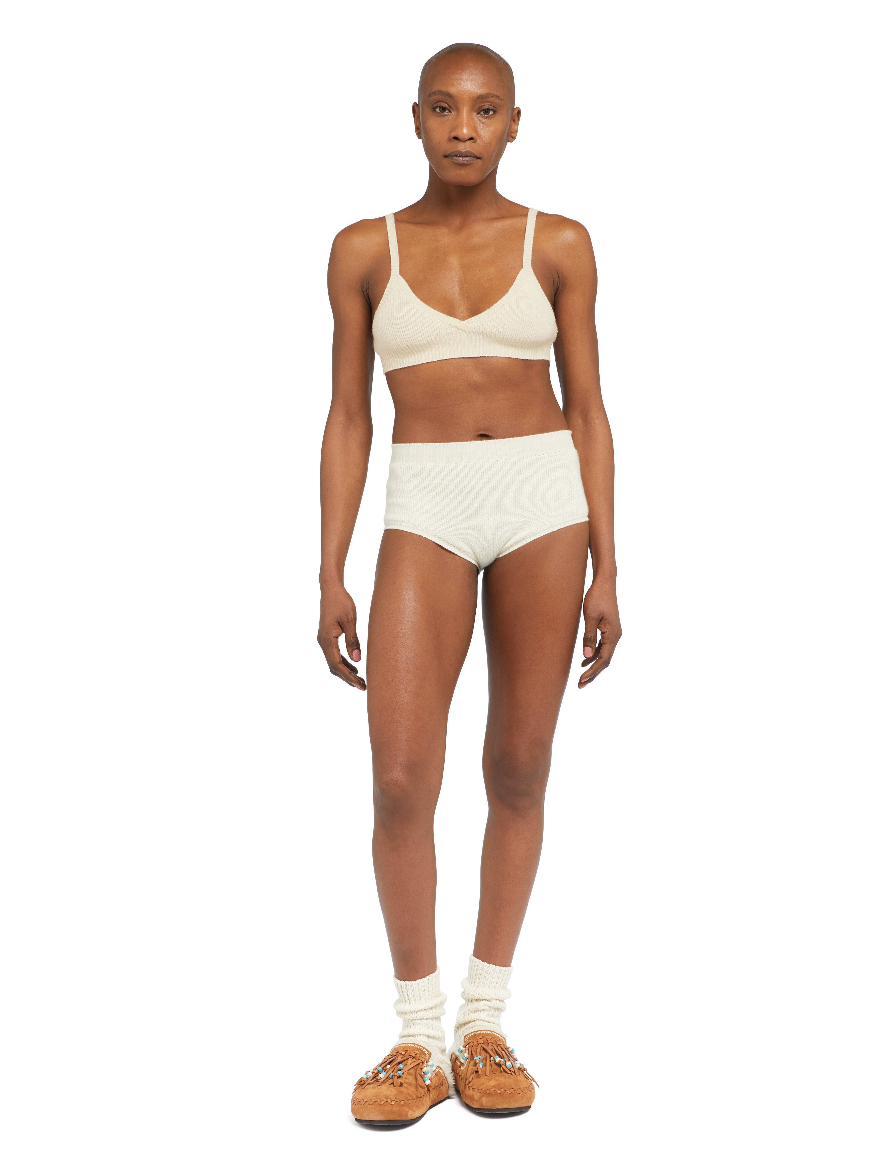 Alanui Cashmere Bralette White LWHR005E25KNI002