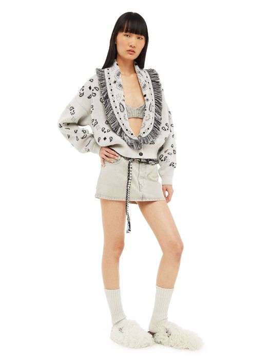Alanui Bandana Jacquard Cardi-Bomber Moon Light LWHB026F23KNI001