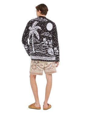 Alanui Ocean Whispers Cardigan Coffee-White Pearl LMHB027R26KNI002