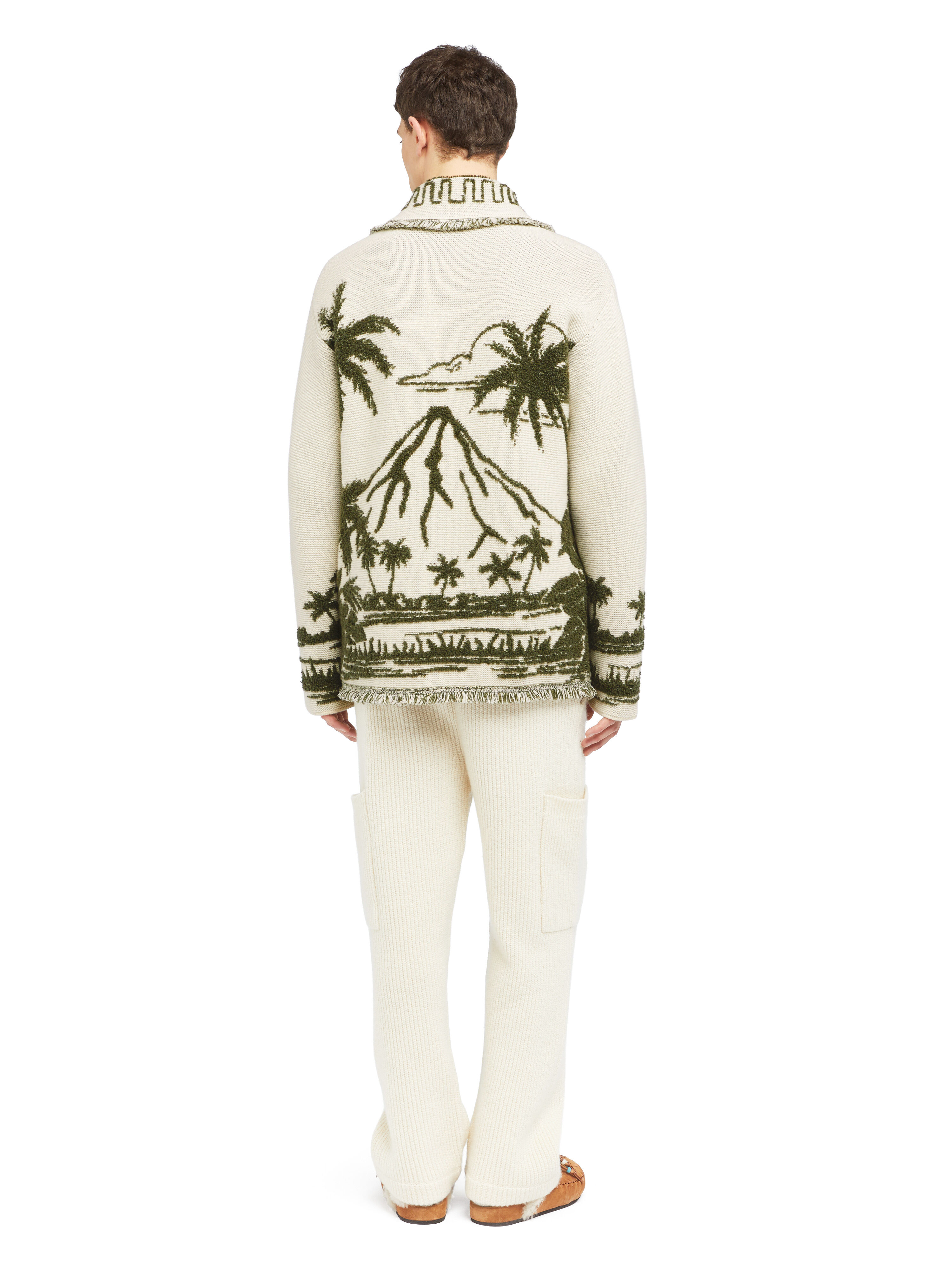 Alanui Palm Grove Tales Cardigan Ivory-Olive LMHB039E25KNI002