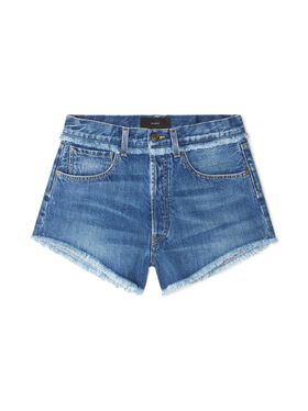 Alanui Fringed Denim Shorts Medium Wash Blue Denim LWYB003R25DEN001