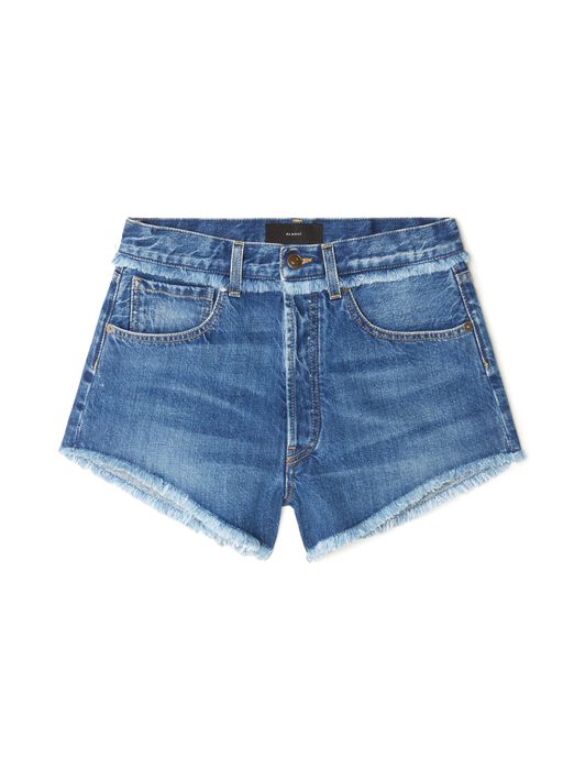 Alanui Fringed Denim Shorts Dark Wash Blue Denim LWYC009R25DEN002