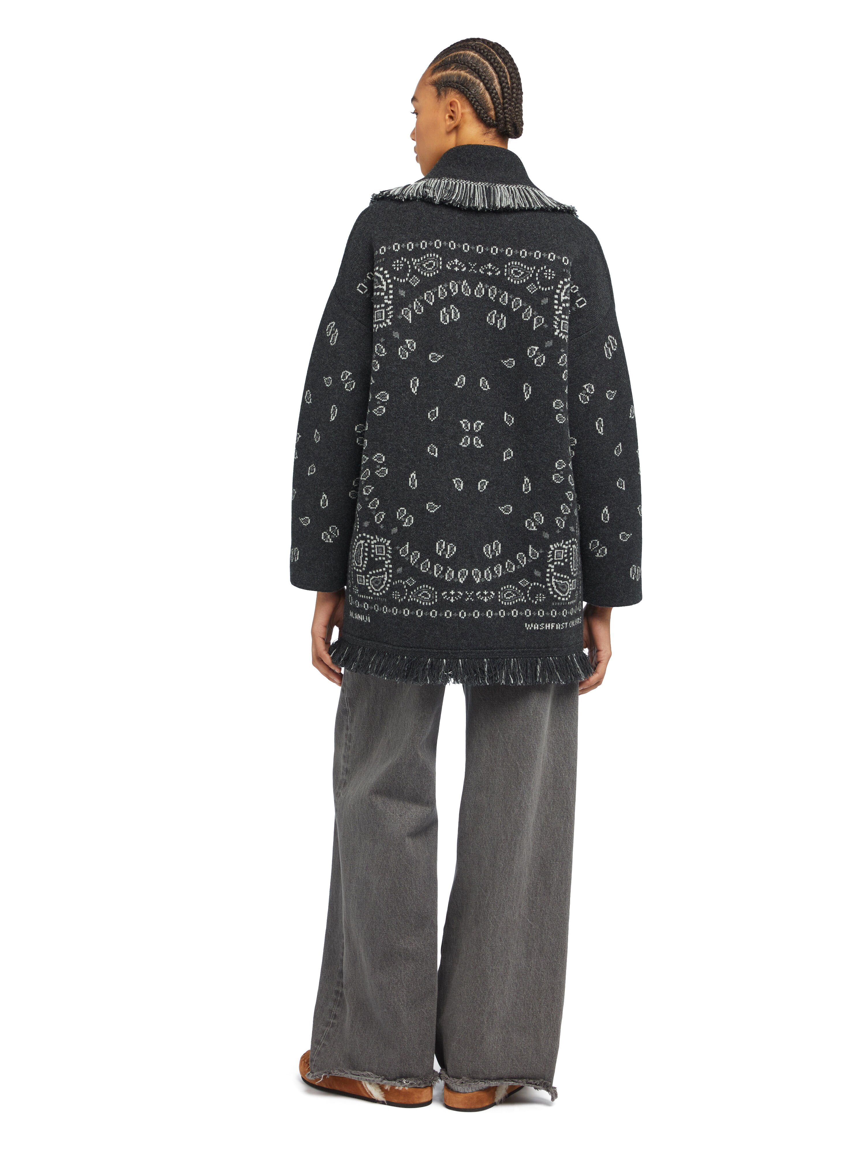 Alanui Bandana Jacquard Cardigan Charcoal-Multicolor LWHB064E25KNI001