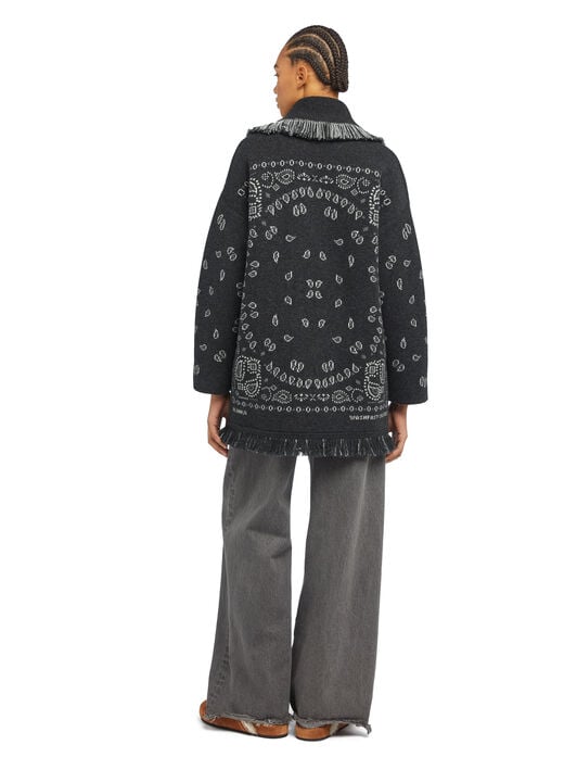 Alanui Bandana Jacquard Cardigan Charcoal-Multicolor LWHB064E25KNI001 Alanui Bandana Jacquard Cardigan Charcoal-Multicolor LWHB064E25KNI001