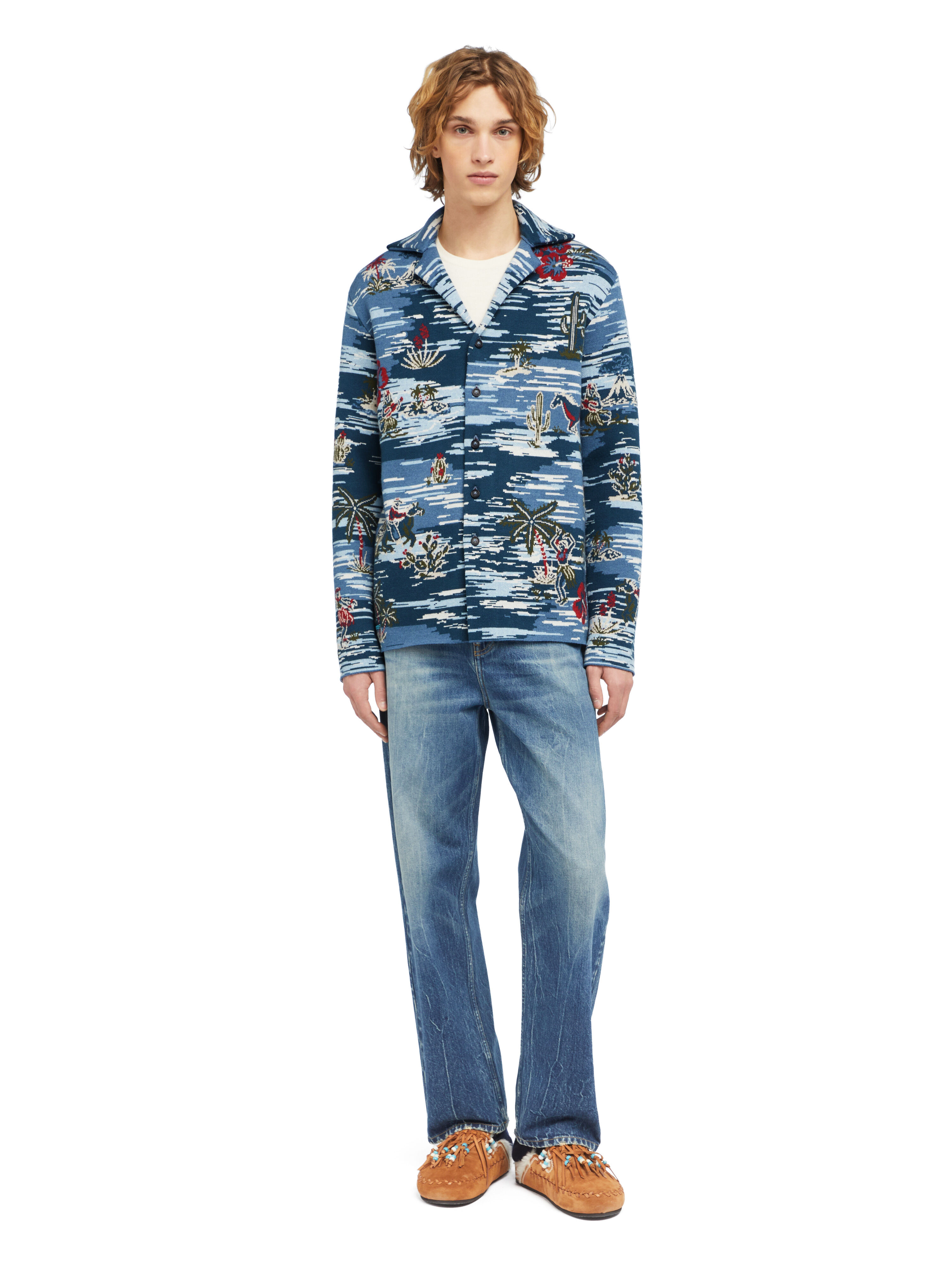 Alanui Tex-Hawaii Roundtrip Shirt Midnight-Multicolor LMHY004E25KNI001