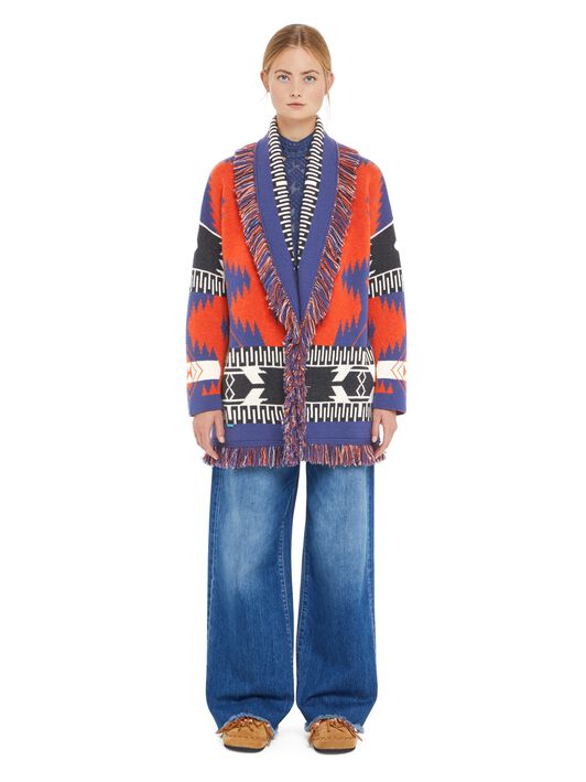 Alanui Icon Jacquard Cardigan Furnace-Indigo LWHB064R25KNI004