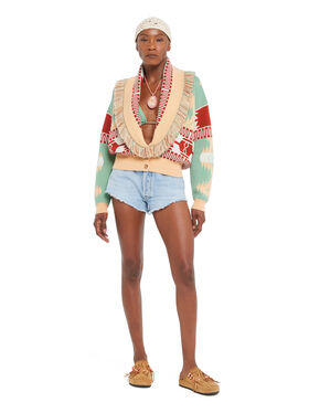 Alanui Icon Jacquard Cardi-Bomber Parrot-Peach LWHB026R26KNI001