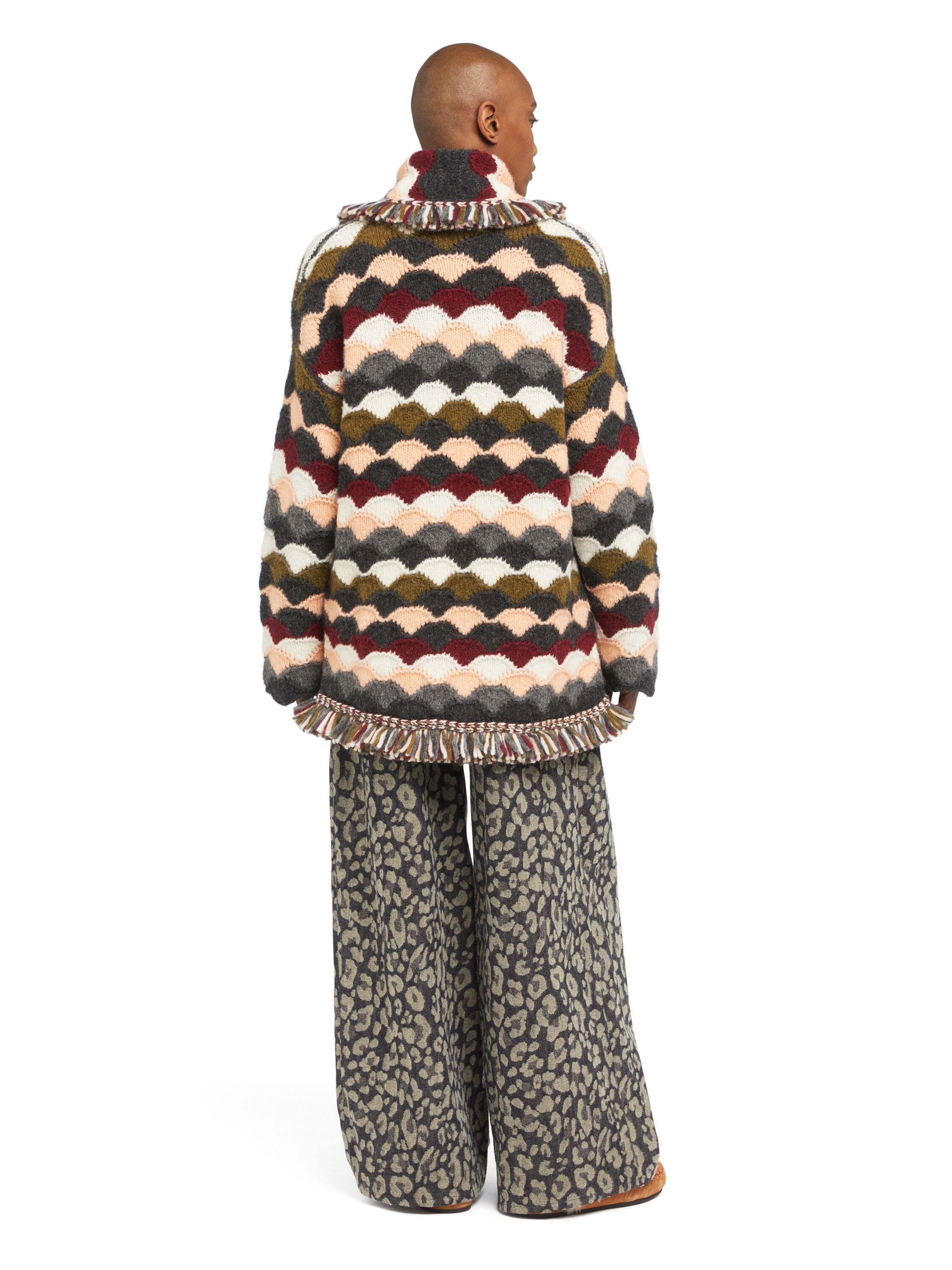 Alanui Shattered Stripes Cardigan Olive-Multicolor LWHB064E25KNI003