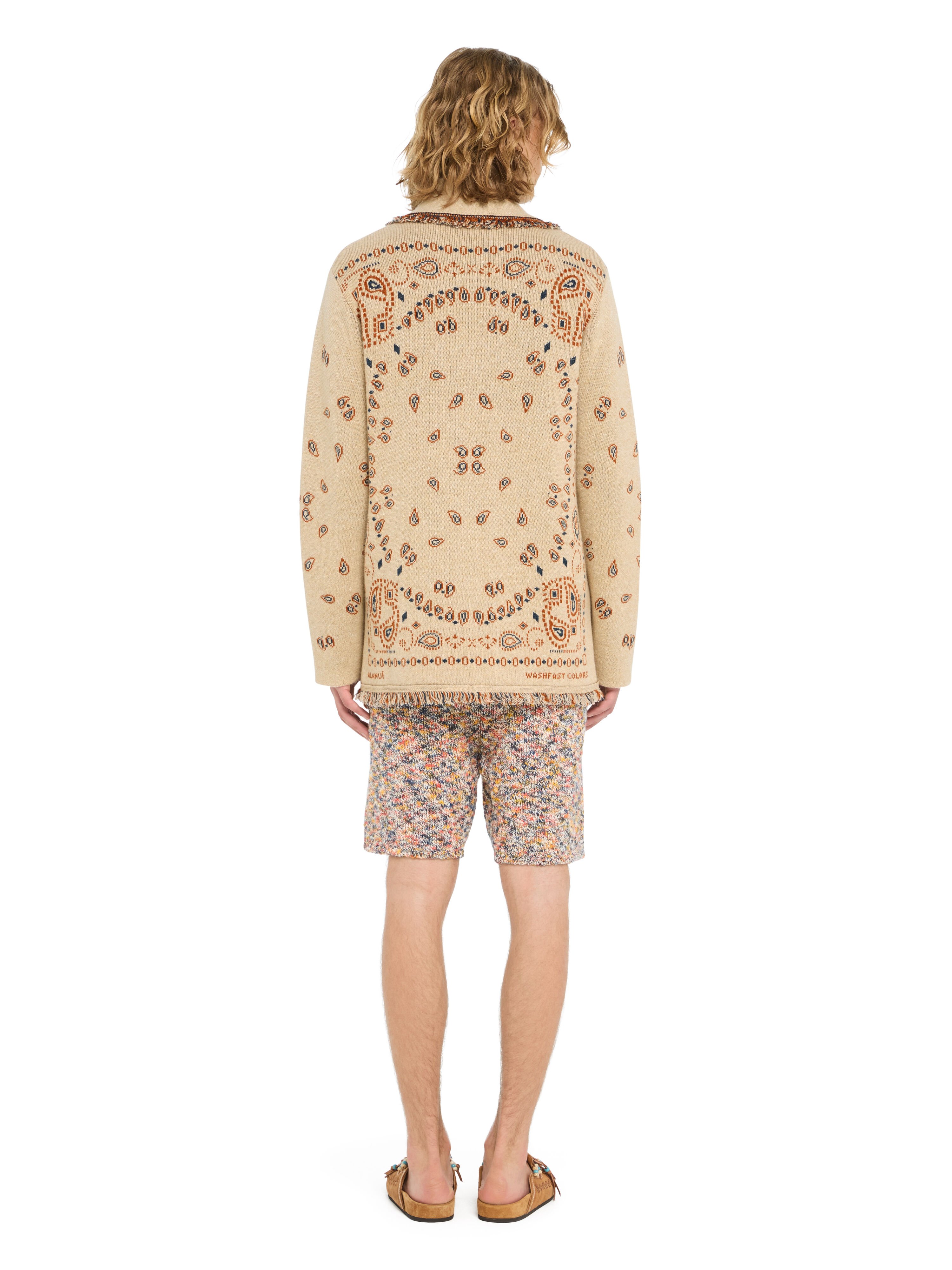 Alanui Bandana Jacquard Cardigan Sand-Red Earth LMHB039R26KNI001