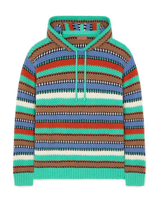 Alanui Sunny Stripes Hoodie Turquoise-Multicolor LMHU003R25KNI001