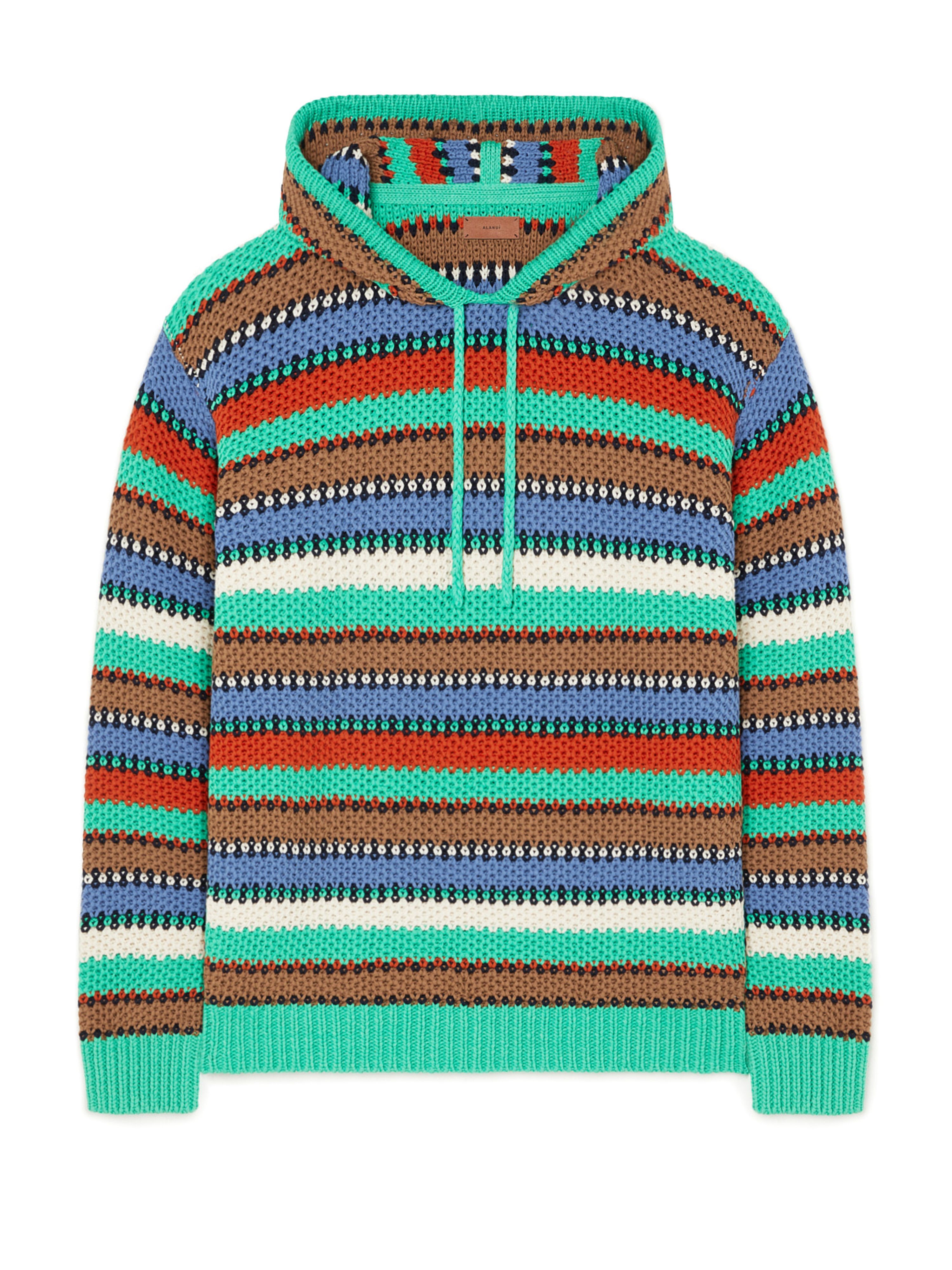 Alanui Sunny Stripes Hoodie Turquoise-Multicolor LMHU003R25KNI001