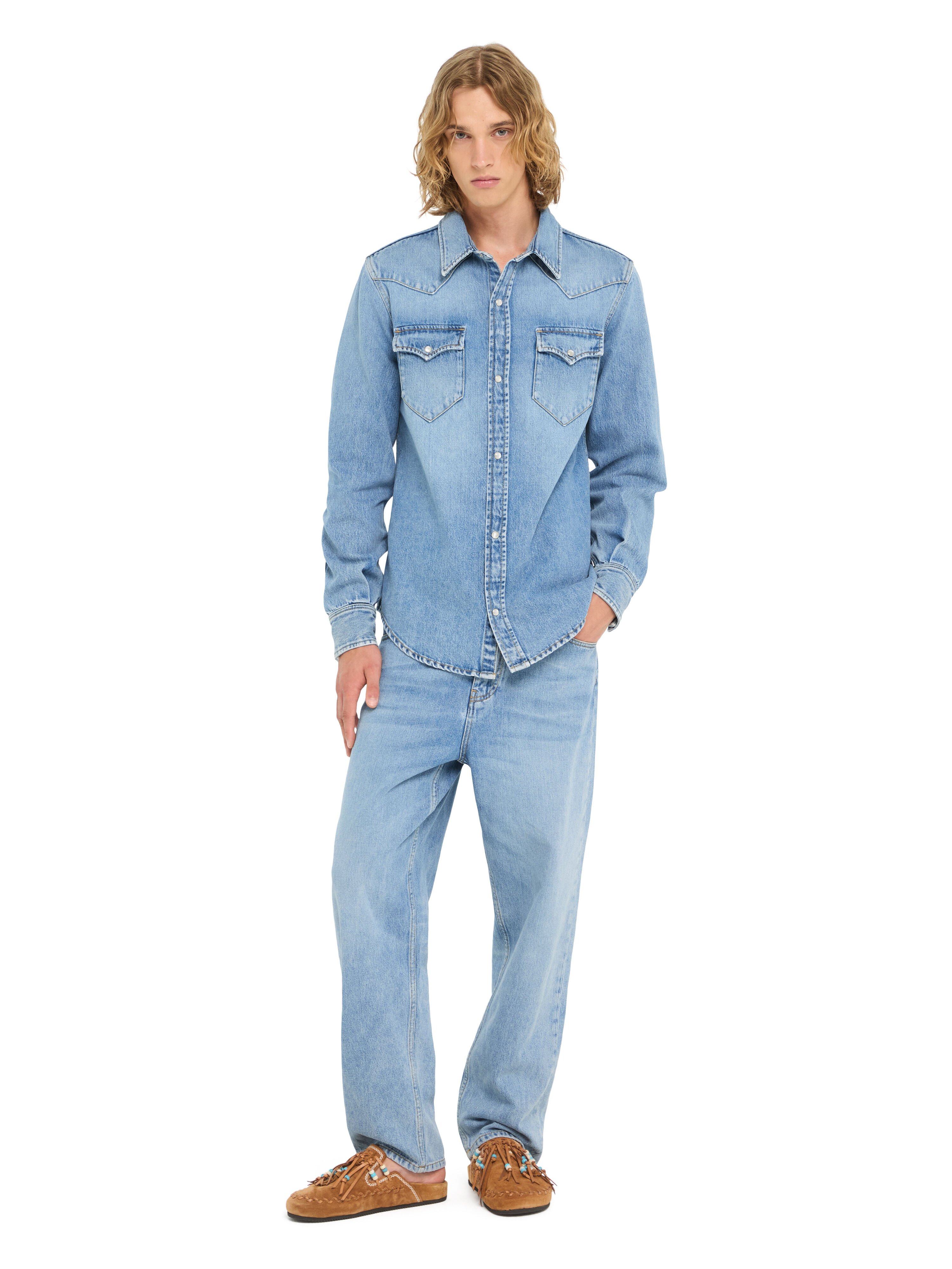 Alanui Light Wash Denim Shirt Light Wash Blue Denim LMYD007R26DEN004