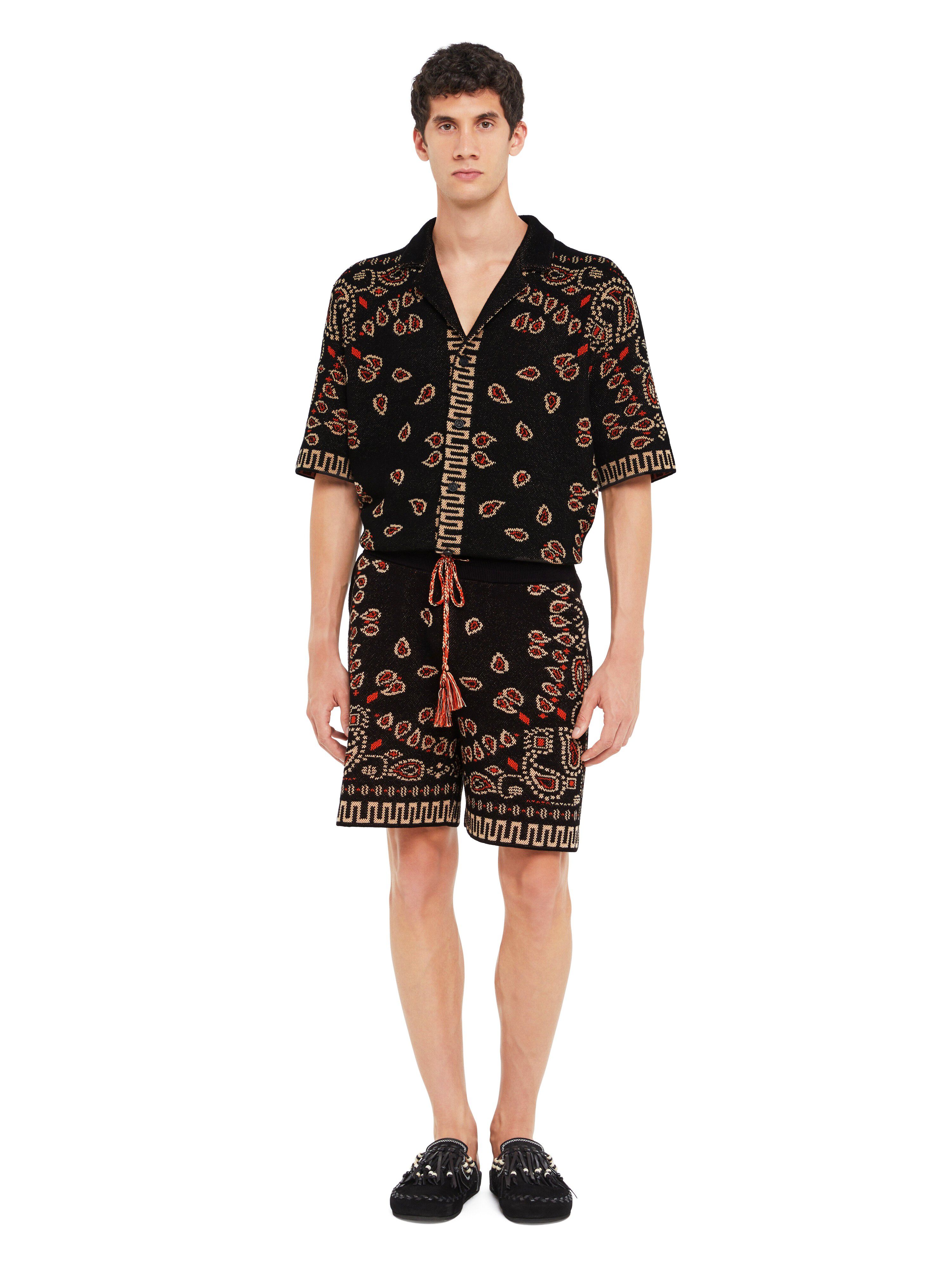 Alanui Cotton Piquet Bandana Bermuda Black-Furnace LMHM003R25KNI001