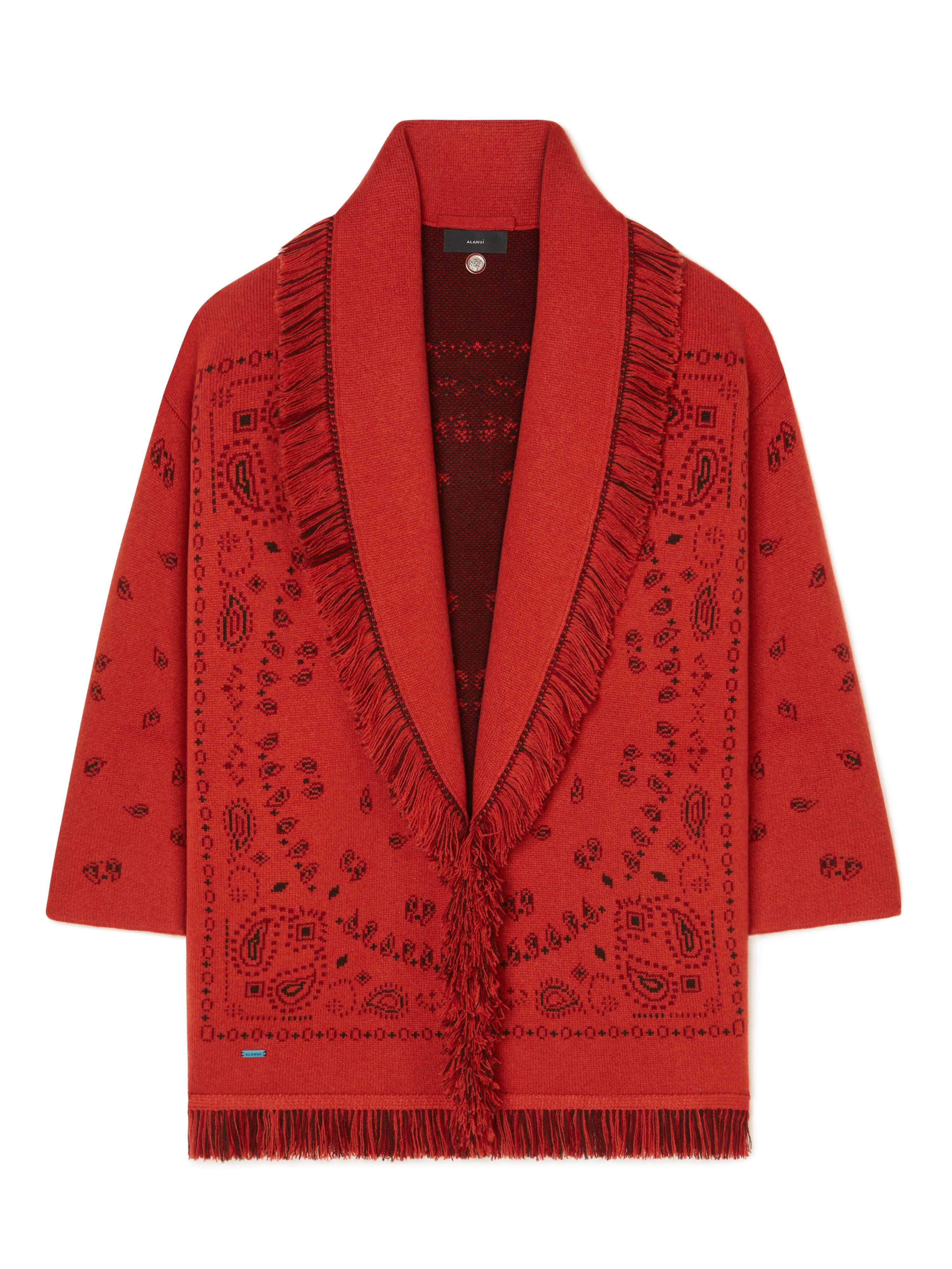 Alanui Bandana Jacquard Cardigan Spicy Red-Multicolor LWHB064E24KNI002