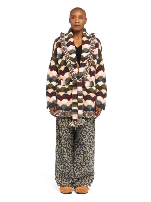 Alanui Shattered Stripes Cardigan Olive-Multicolor LWHB064E25KNI003
