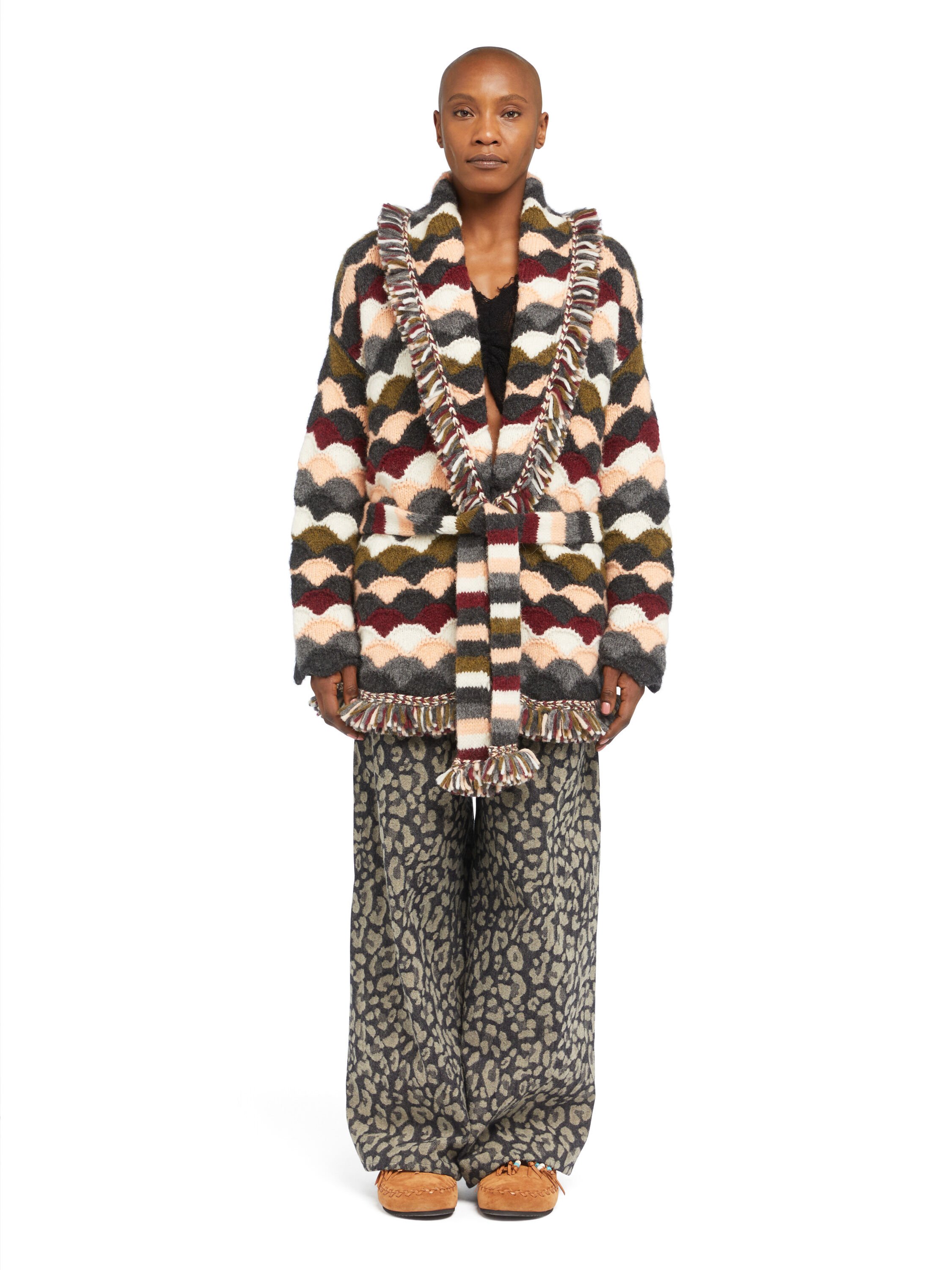 Alanui Shattered Stripes Cardigan Olive-Multicolor LWHB064E25KNI003