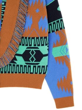 Alanui Icon Jacquard Cardi-Bomber Linseed-Cognac