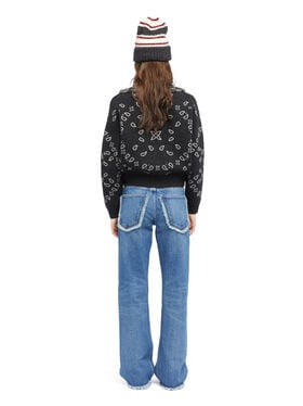 Alanui Bandana Jacquard Cardi-Bomber Charcoal-Multicolor