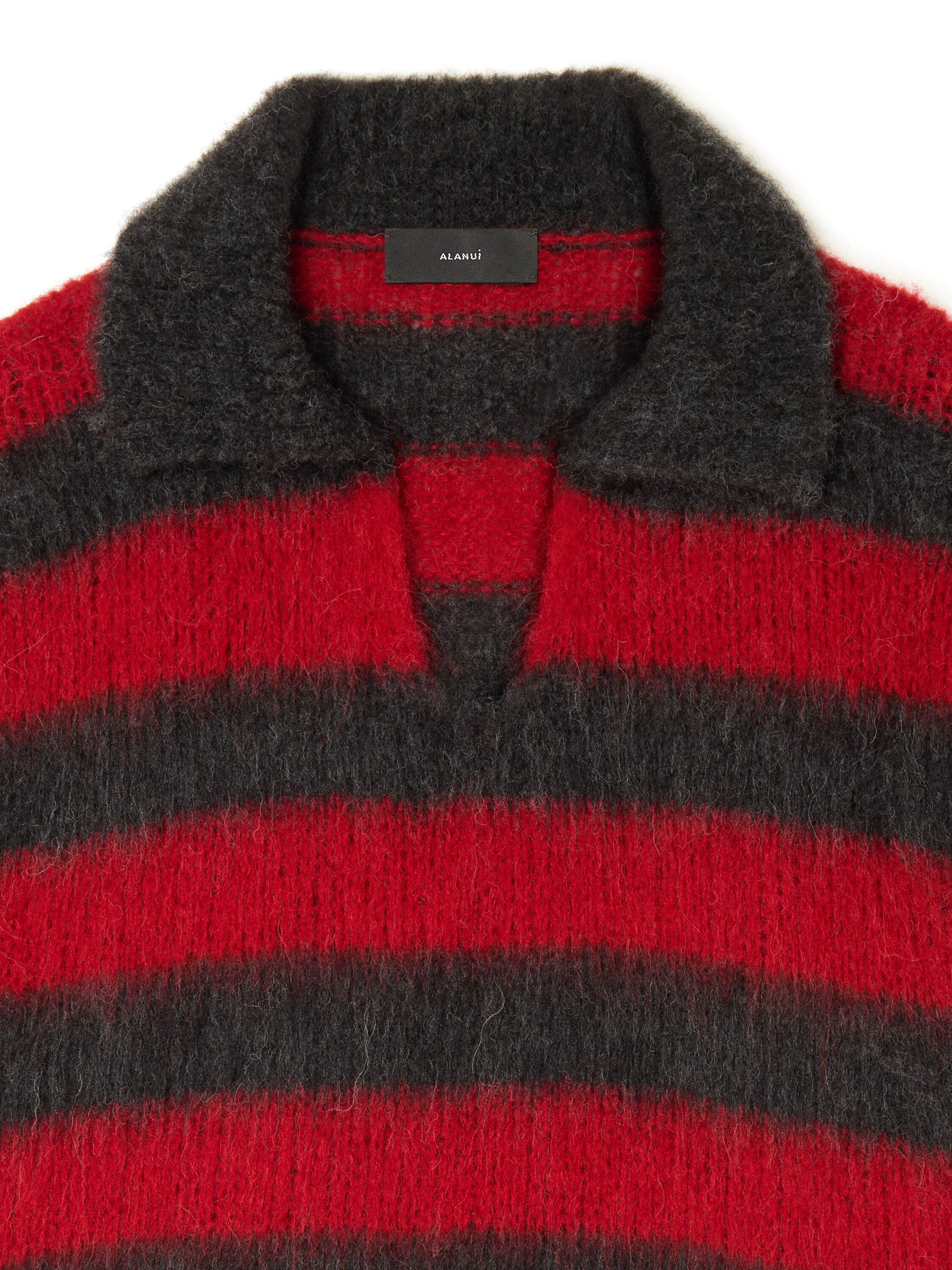 Alanui Grunge Stripes Polo Ruby-Charcoal LWHV007E25KNI001