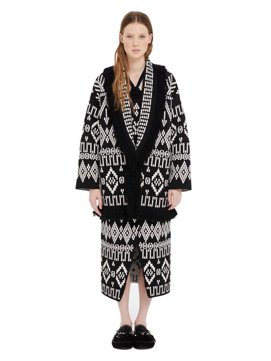 Alanui Jungle Beat Cardigan Black-White LWHB064R25KNI003