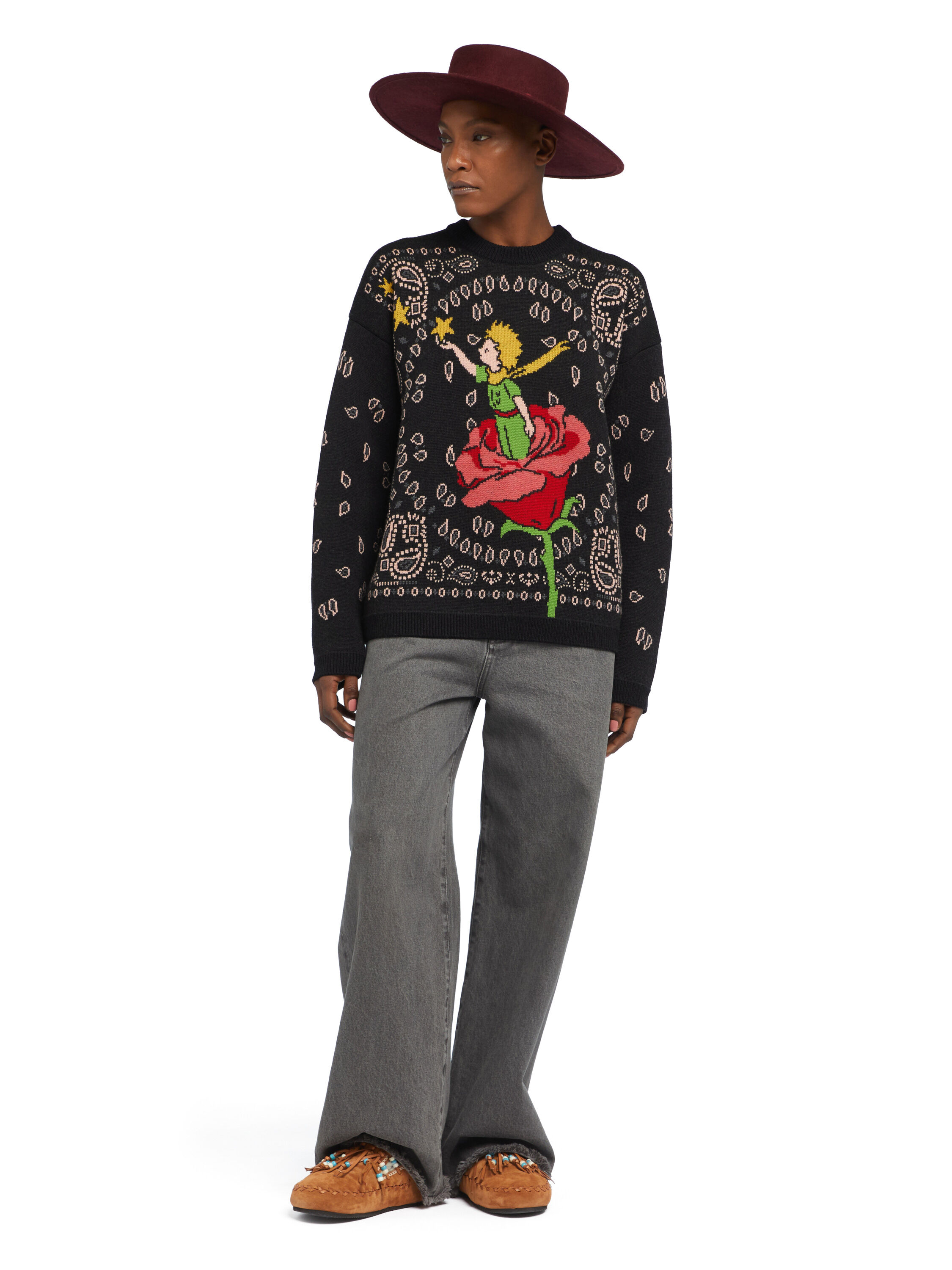 Alanui Collab The Little Prince Sweater Charcoal LWHE07DE25KNI001