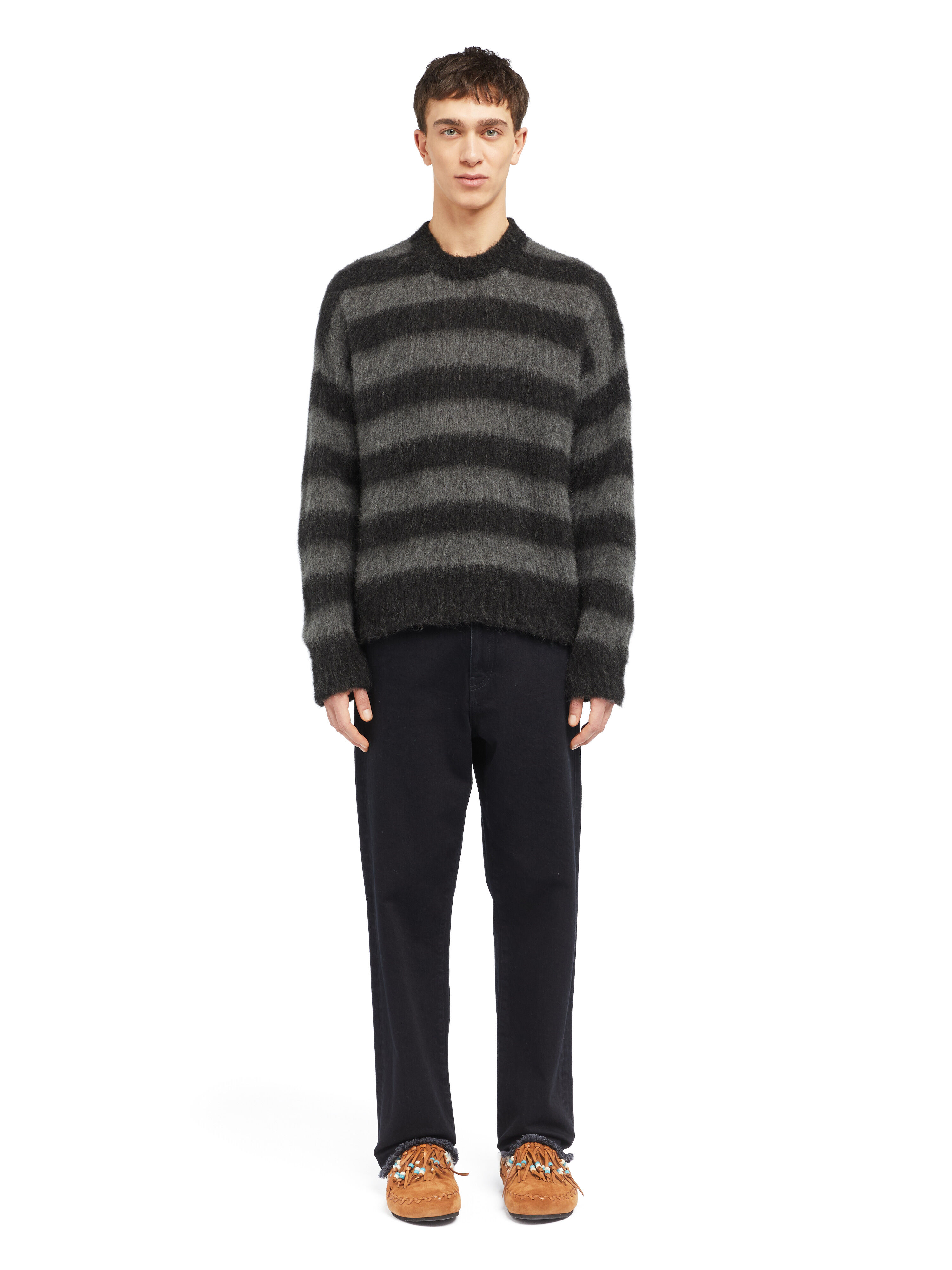 Alanui Grunge Stripes Sweater Charcoal-Ardesia LMHE033E25KNI006