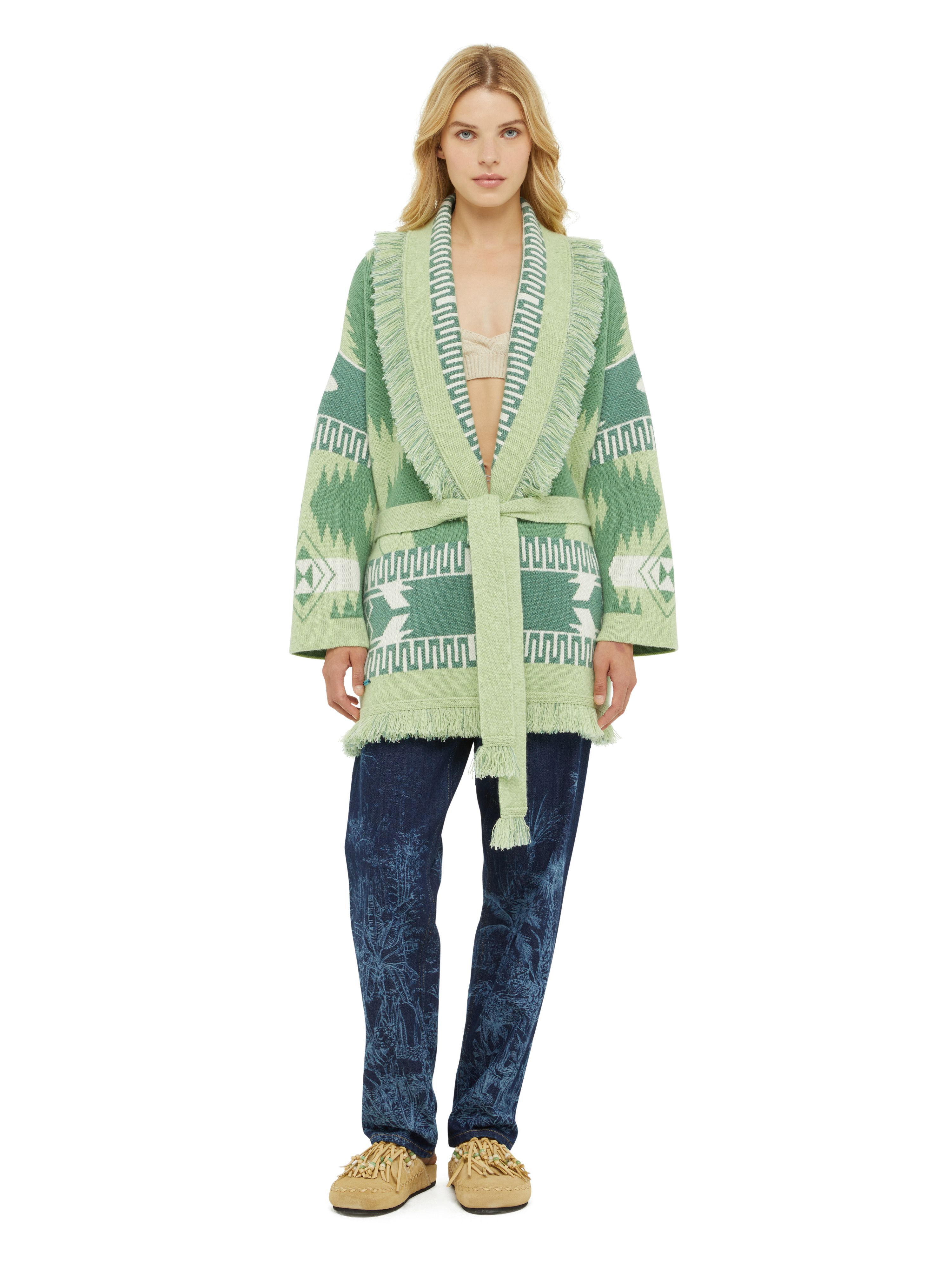 Alanui Icon Jacquard Cardigan Woodsage-Jade LWHB064R24KNI001