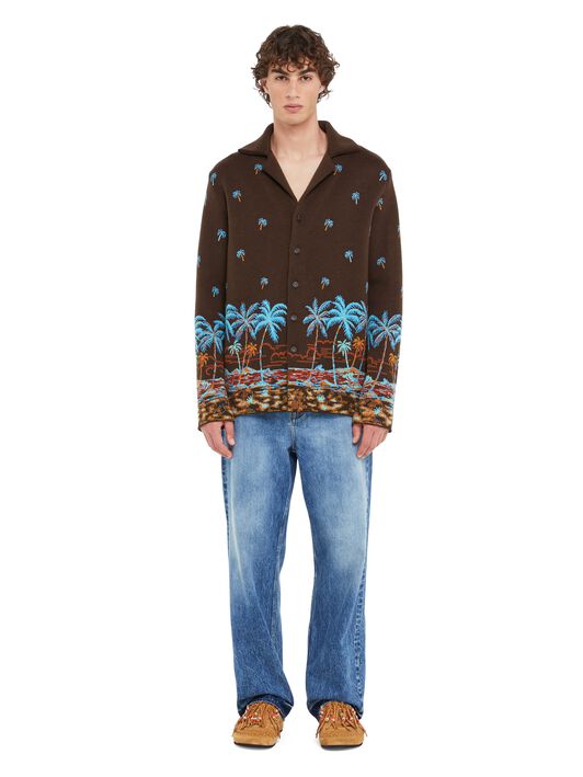 Alanui The Tale Of Hawaiian Shirt Coffee-Linseed LMHY004R25KNI001