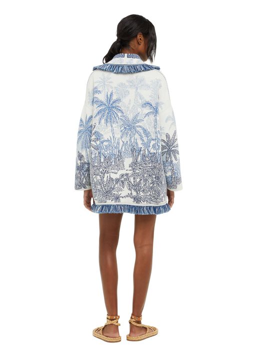 Alanui Jungle Toile De Jouy Cardigan Chalk-Deep Blue LWHB064R24KNI005