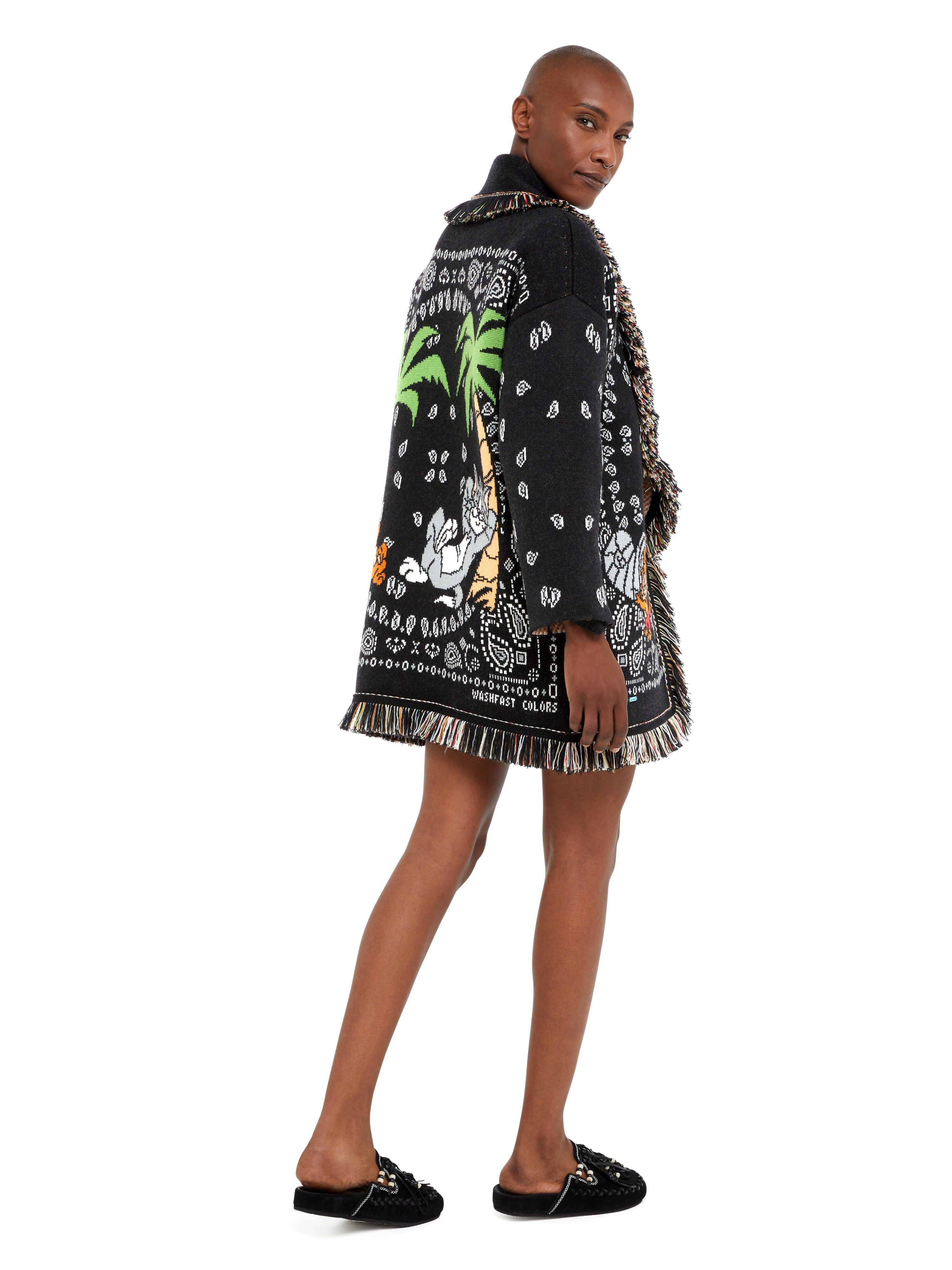 Alanui Tom & Jerry Bandana Jacquard Cardigan Black-Multicolor LWHB064R25KNI00J