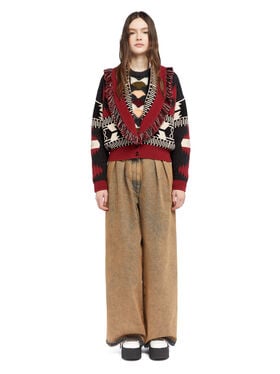 Alanui Icon Jacquard Cardi-Bomber Ruby-Charcoal