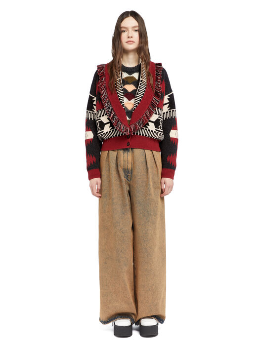 Alanui Icon Jacquard Cardi-Bomber Ruby-Charcoal LWHB026E25KNI002
