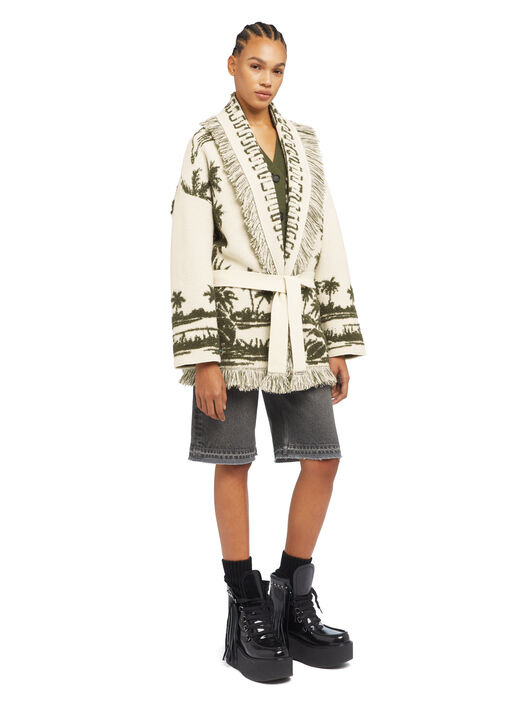 Alanui Palm Grove Tales Cardigan Ivory-Olive LWHB064E25KNI00D