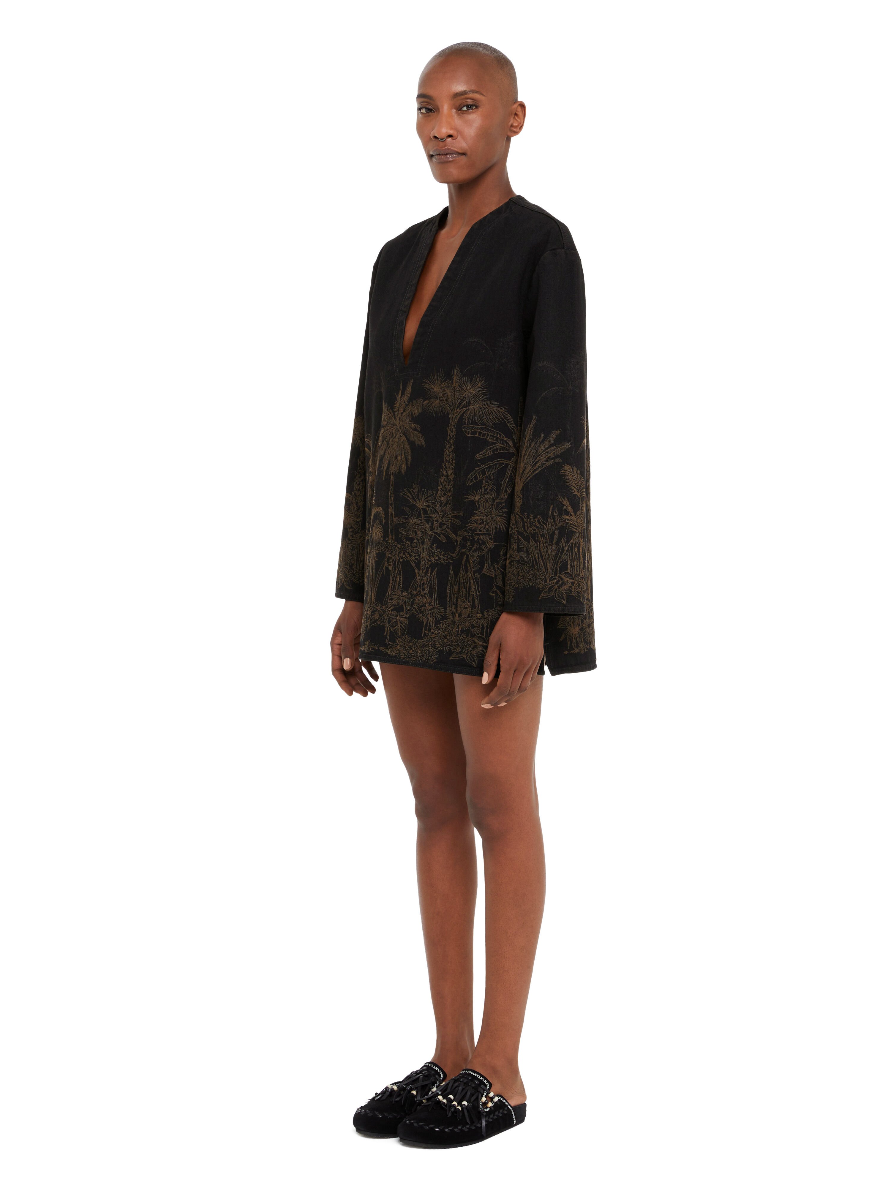 Alanui Jungle Toile De Jouy Denim Chemisier Black-Almond LWYM007R25DEN001
