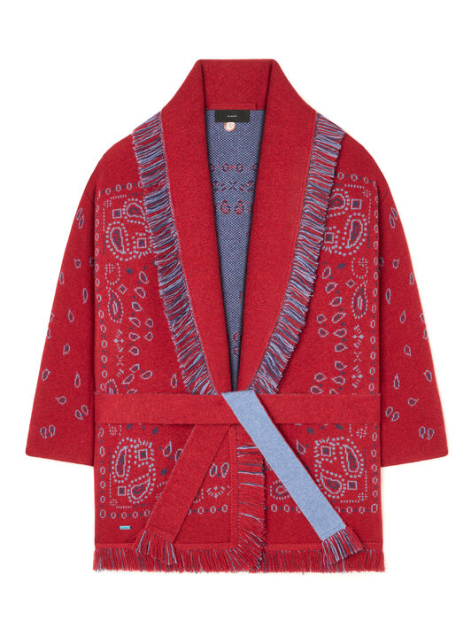 Alanui Bandana Jacquard Cardigan Ruby-Multicolor LWHB064E25KNI001